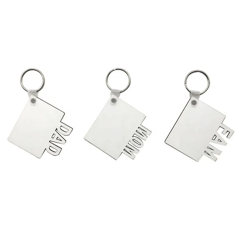 Sublimation MOM DAD FAM Keychain Father&#039;s Mother&#039;s Day Gift Party Favor Blank MDF Custom Key Rings