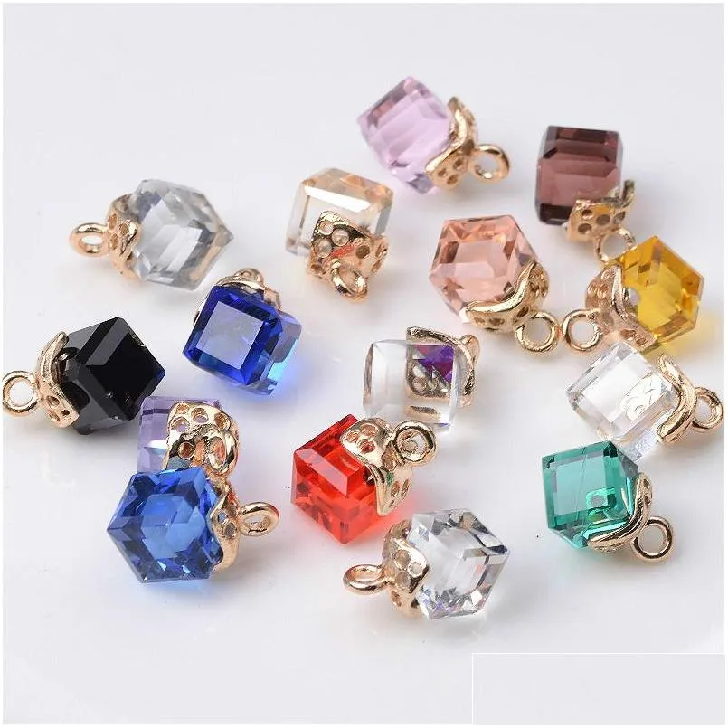 Charms Crystal Glass Facetterade hängsmycken Square Shape Diy Jewelry Making Halsband örhängen Tillbehör Drop Leverans Fynd Component DHHHQ