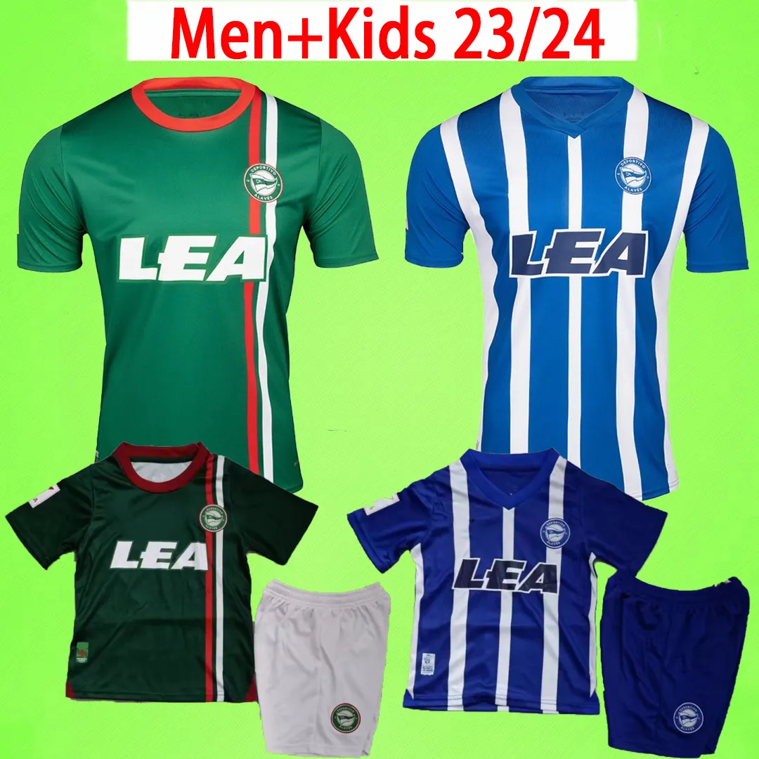 23/24 DEPORIVO ALAVES SOCCER JERSEYS KIT 2023 2024 LEJEUNE DUARTE ABQAR RIOJA SYLLA DE LA FUENTE ALKAIN GURIDI Boys Football Shirt Dom Home Away Blue Green