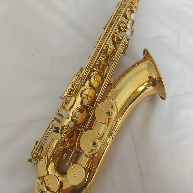 Gold Bb professional tenor saxophone brass gold plated professional grade tone Tenor sax delicate and durable jazz instrument 00