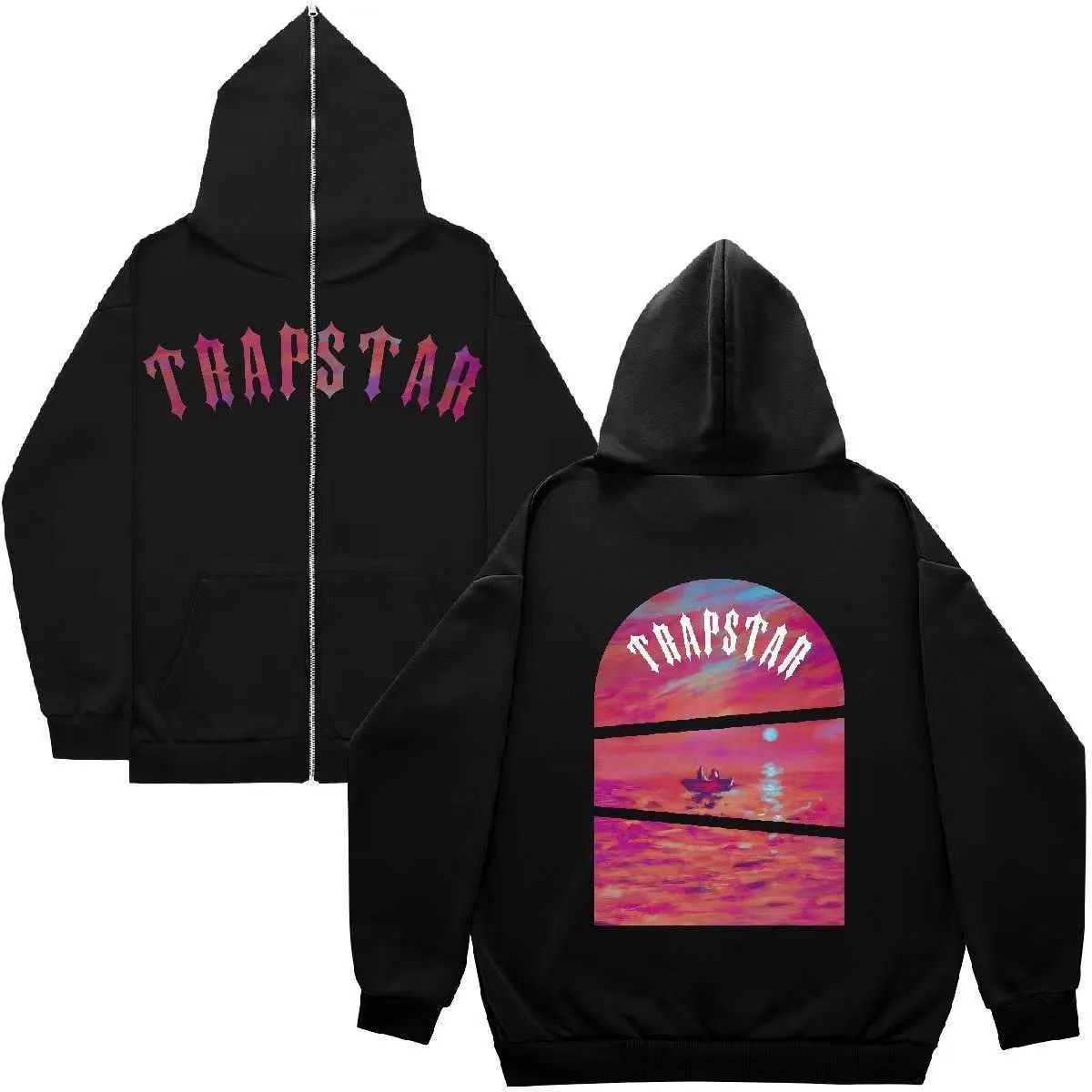 2023 Trapstar Letter Printing Sudadera Con Capucha Gótica Y2k Con Cremallera Y Suéter De