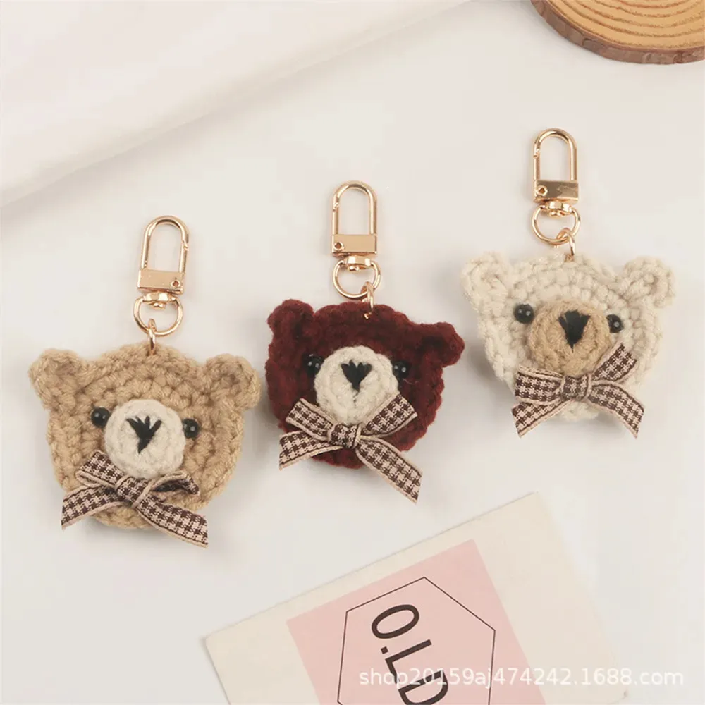 Chaveiros de pelúcia Bonito Urso Chaveiro Meninas Dos Desenhos Animados Pequeno Animal Chaveiro para Estudantes Saco Trinket Fone de Ouvido Caso Pingente DIY Amizade Presentes 231020