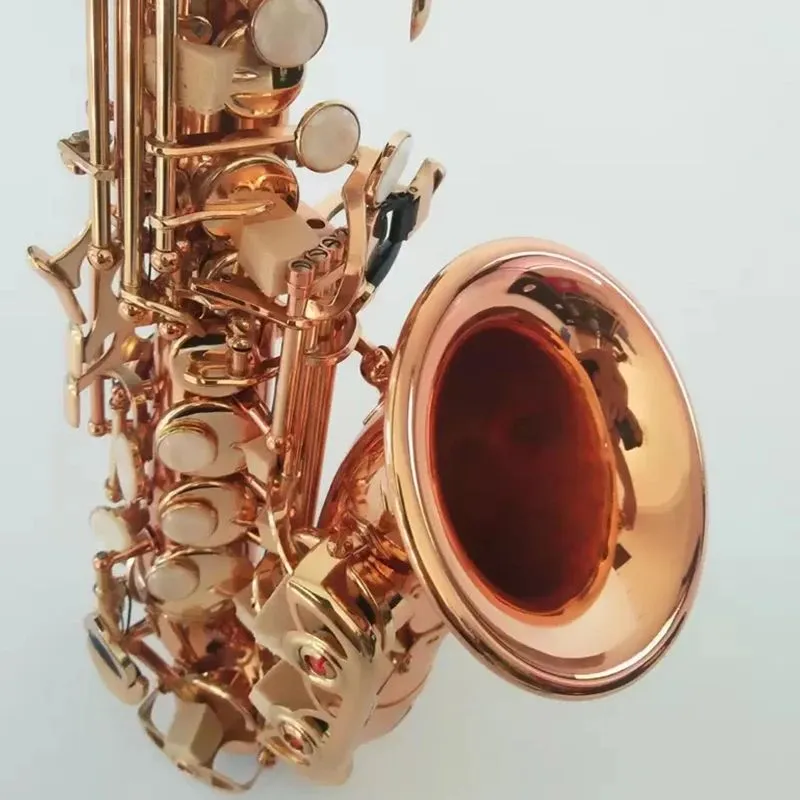 Original 922 Strukturstil B-Bend Curved Soprano Saxophone Brass Gold-Plated Professional Sax Soprano Playing Instrument 00
