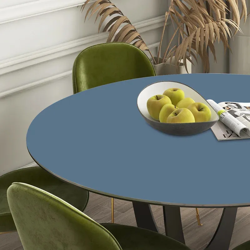 Nappe de table ronde en cuir nordique, imperméable à l'huile, tapis de table antidérapant, couverture de décoration de fête, 231020