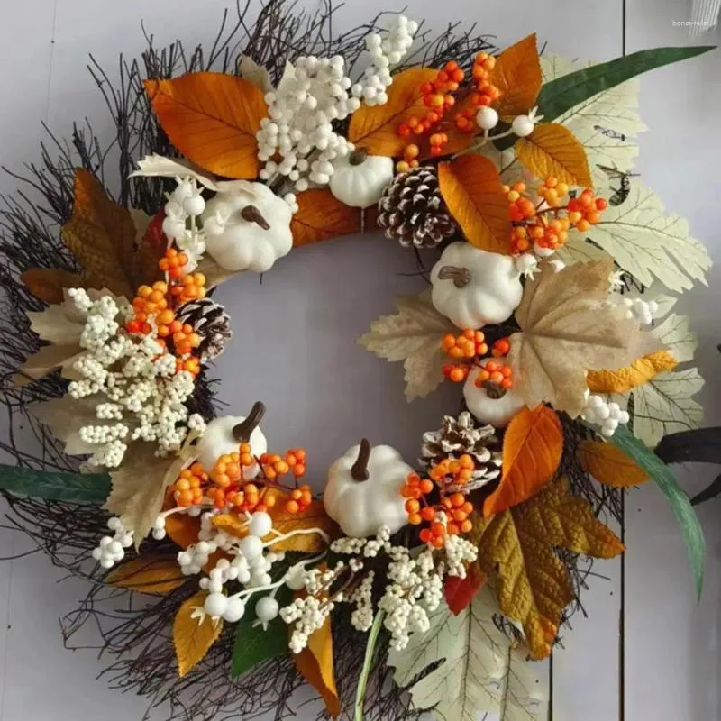 Dekorative Blumen Herbstfarben Thanksgiving-Kranz Lebendig realistisch Erstellen Sie festliche Kürbisdekorationen für die Wandtür