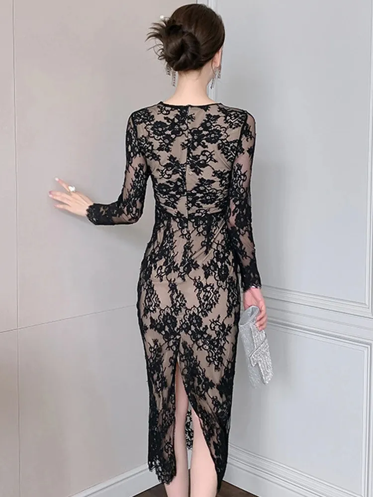 knee length dresses for ladies Designer Lace Cap Sleeve V-Back A-Line Fall Nude Pink Wedding Dress, Nude Pink
