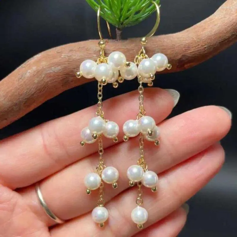 Dangle Oorbellen Mode 6MM Witte Schelp Parel Druiven 18K Klassieke VALENTIJNSDAG Haak Diy FOOL'S Pasen Accessoires Aquacultuur