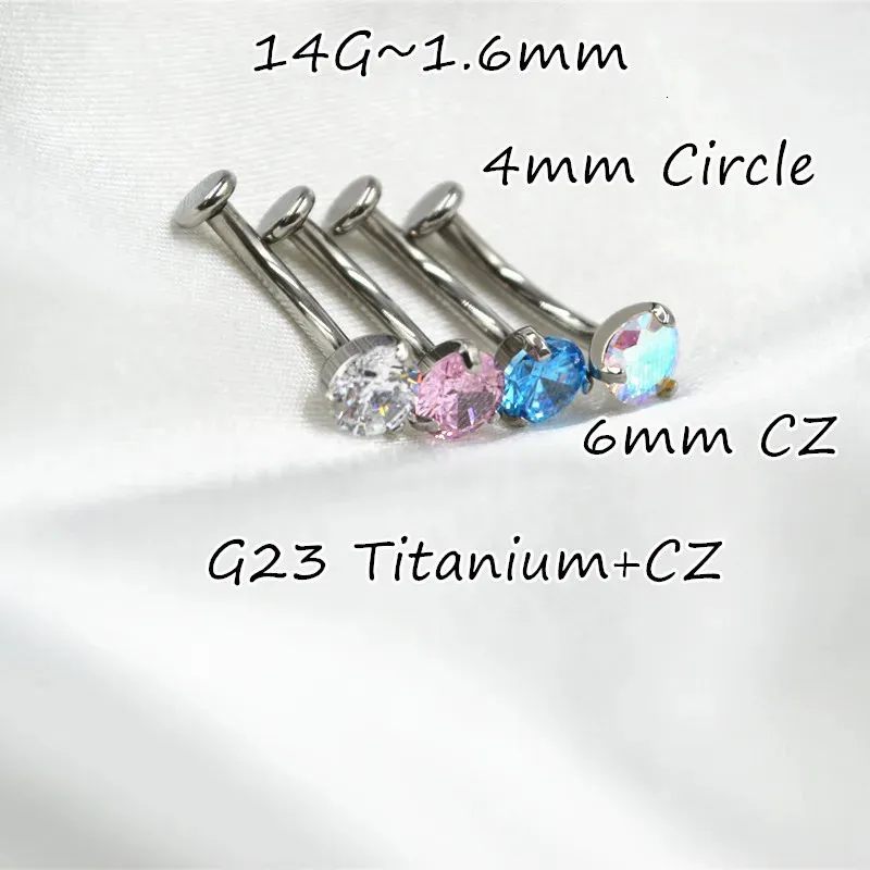 Stud 10PCS Body Jewelry-G23 CZ Smart ombelico ombelico body piercing 14Gx10x4/6mm curva sopracciglio ombelico bilancieri anelli di pancia 231020