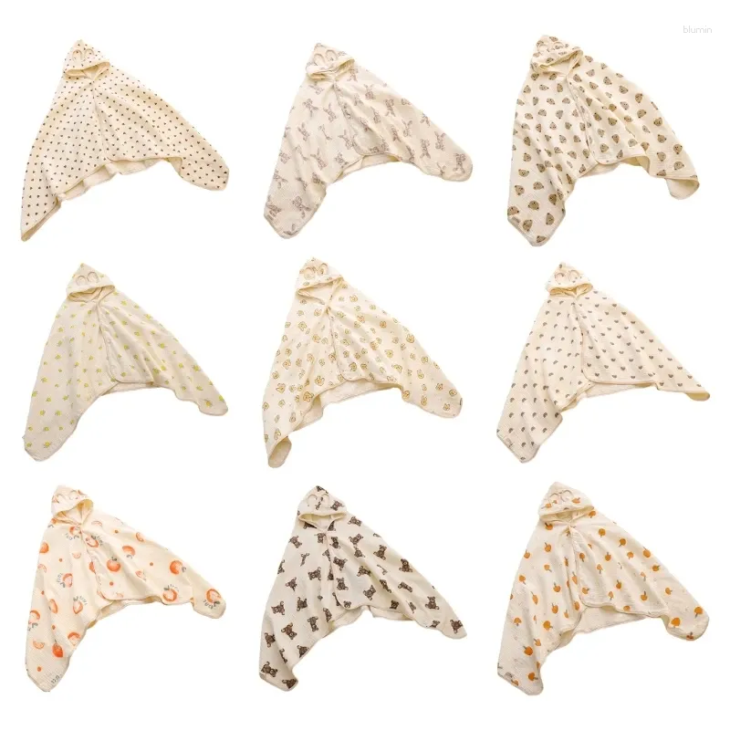 Mantas Toalla de baño de muselina para bebé, capa parasol, manta envolvente, estampado bonito, albornoz con capucha infantil, toalla de playa de alta absorción