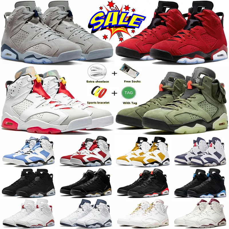 Air Jordan 6 6s retro 6 Jumpman Stock x Travis Scott 6 6s Hommes Chaussures de basket-ball 3M réfléchissant infrarouge Ducks entraîneurs des hommes de chaussures de sport