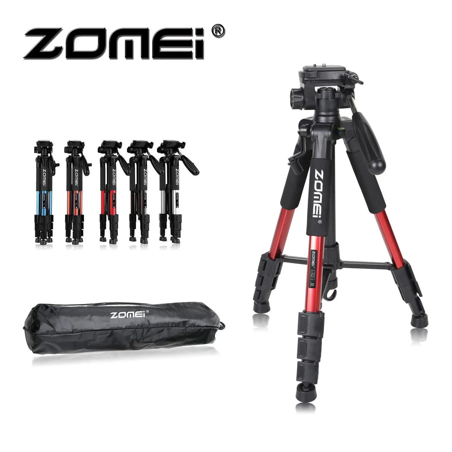 Tripods Zomei Q111 Profesyonel Taşınabilir Seyahat Alüminyum Kamera Tripod Pan Kafası SLR DSLR Dijital Kamera Üç Renk 231020