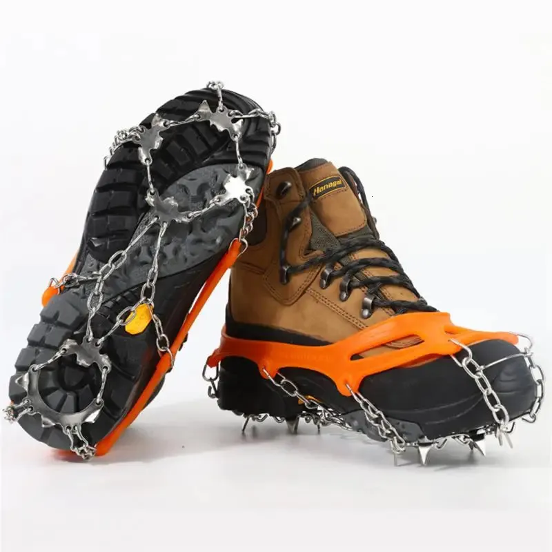 Crampons à Neige Anti-Glace - 8 Pointes En Acier - Élastiques TPE Résistant à -40°C - Pour Randonnée, Marche
