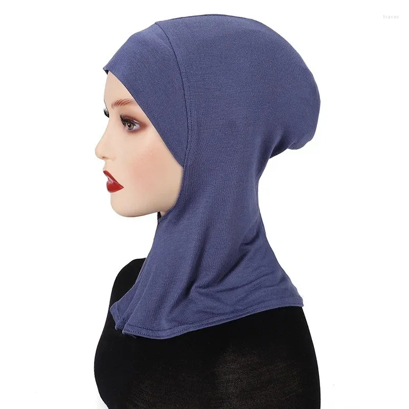 Ubrania etniczne kobiety hidżabs muzułmański turban modalny szalik lady maska ​​stała kolorowa czapka monochromatyczna wiatr mercerize bawełniany dno kapelusz