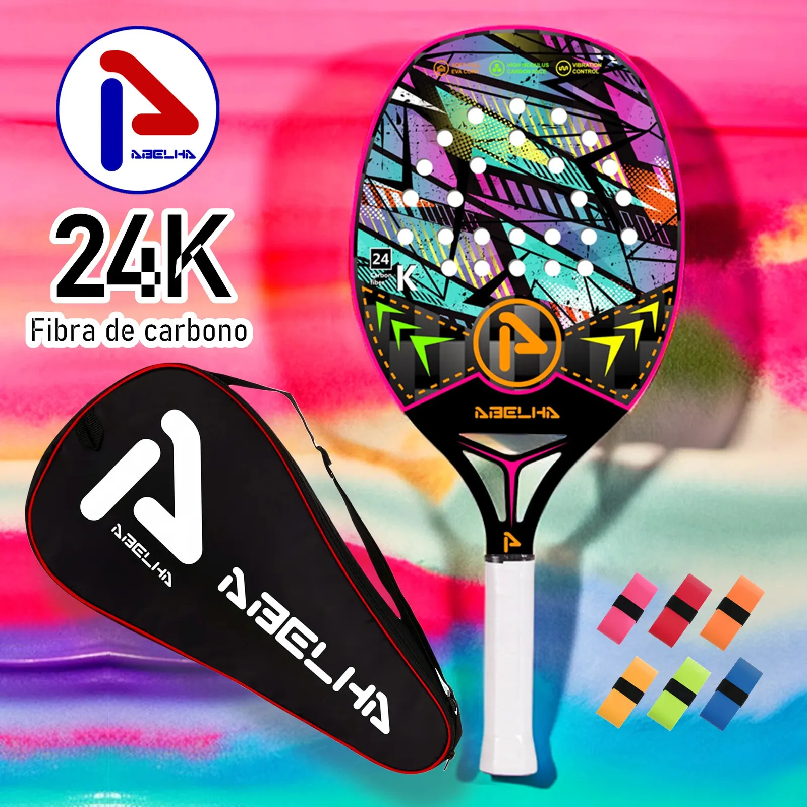 Squash Kit ABELHA 24K Carbon Fiber Squash Racket Set - High-End Beach Tennis ...