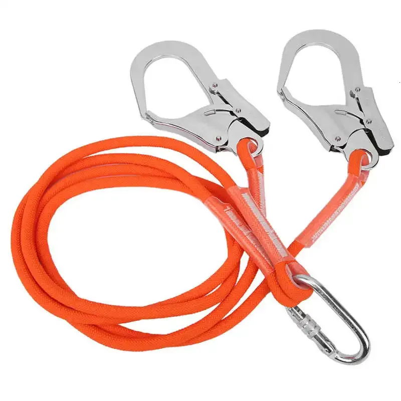 Climbing Harnesses 1.6m Safety Rope Harness Rope Nylon Steel for Working at Height Outdoor Construction Safety Belt Double Rope Double Large Hook 231021