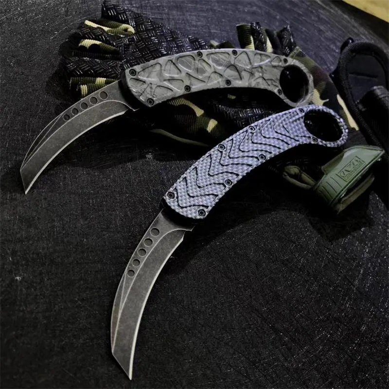 2 Modelle Spiritual Bird Double Action Claw Karambit AUTO Knives 440c Klinge Schwarzer Zink-Alumnium-Legierungsgriff Camp Hunt Taktisches Messer EDC-Werkzeuge