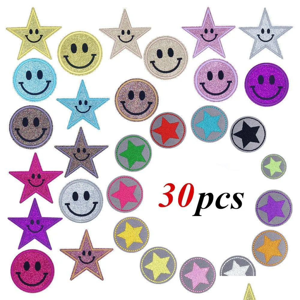 Notions 30Pcs Iron Ones Assorted Size Star Embroidered Appliques For Clothing Jackets Diy Craft Sticker Drop Delivery