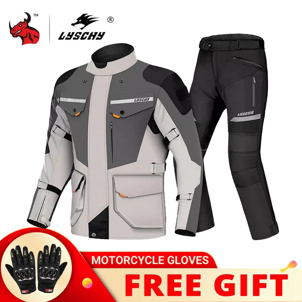 Vestes pour hommes Lyschy Moto Veste Pantalon Costume Résistant au froid imperméable hiver hommes moto équitation moto veste équipement de protection armure vêtements 231020