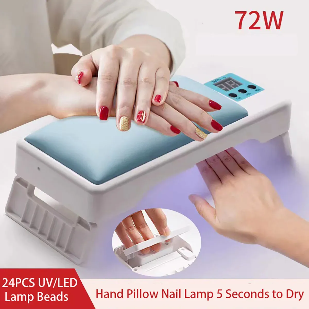 Nail Dryers Hand Pillow Lamp Foldable Portable Light Therapy Machine Polish Shine Dryer Smart Sensor 231020