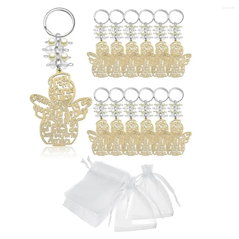 Crochets 20 pièces porte-clés ange de baptême porte-clés en bois pour garçon ou fille