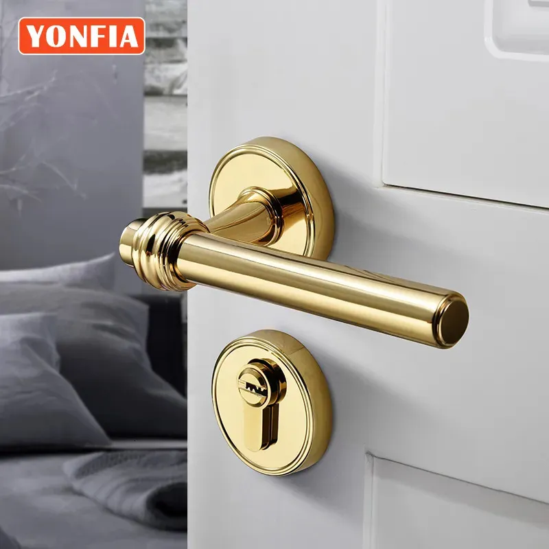 Serrature per porte YONFIA 8031 Antica tradizionale PVD oro Maniglia per porta della camera di casa per porta interna Set serratura per camera da letto Maniglia per porta in legno Oro 231021