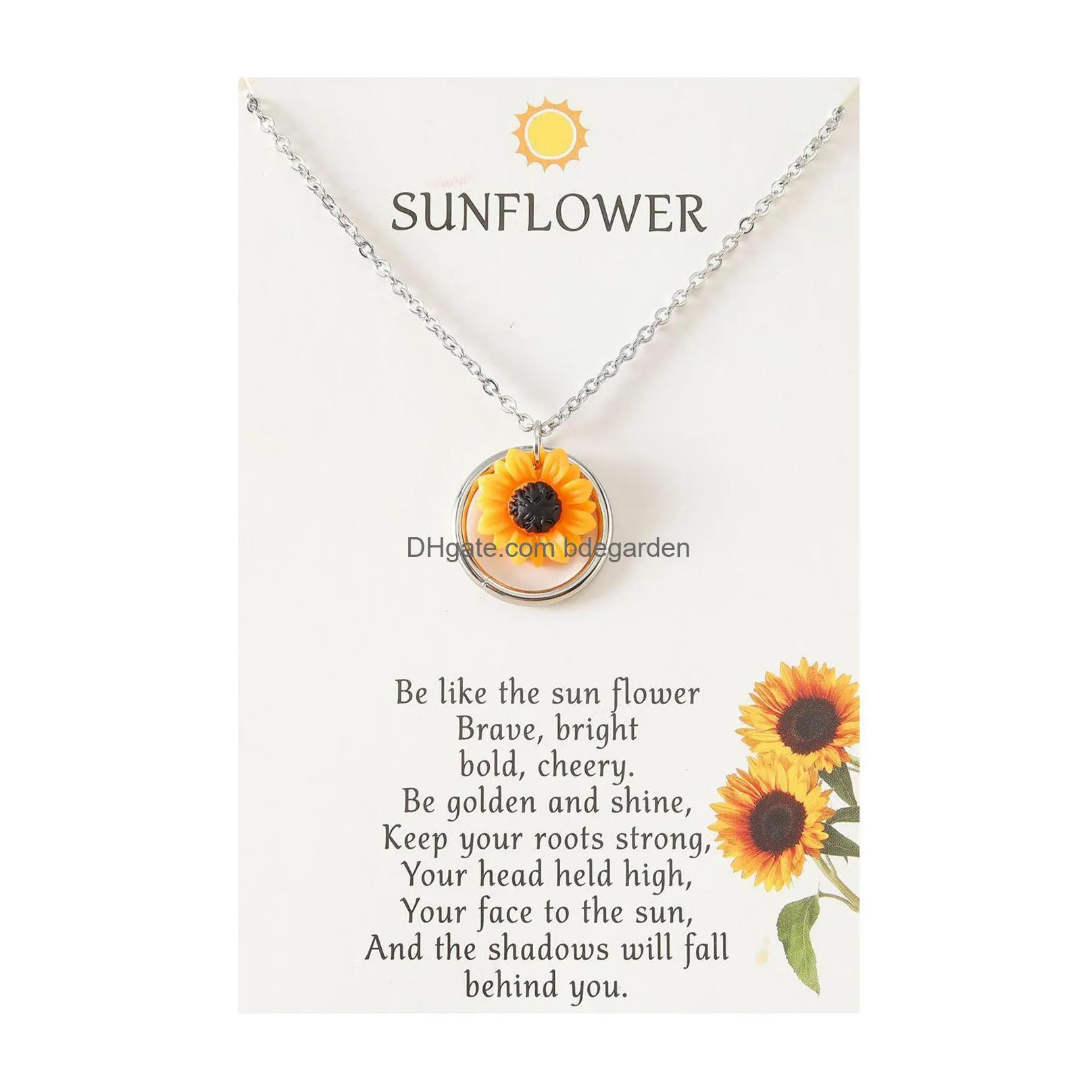 Pendant Necklaces Pendant Necklaces Fashion Metal Sunflower Necklace 2022 Trendy Personality Flower Charm For Women Girls Jewelry Drop Dh5Rw