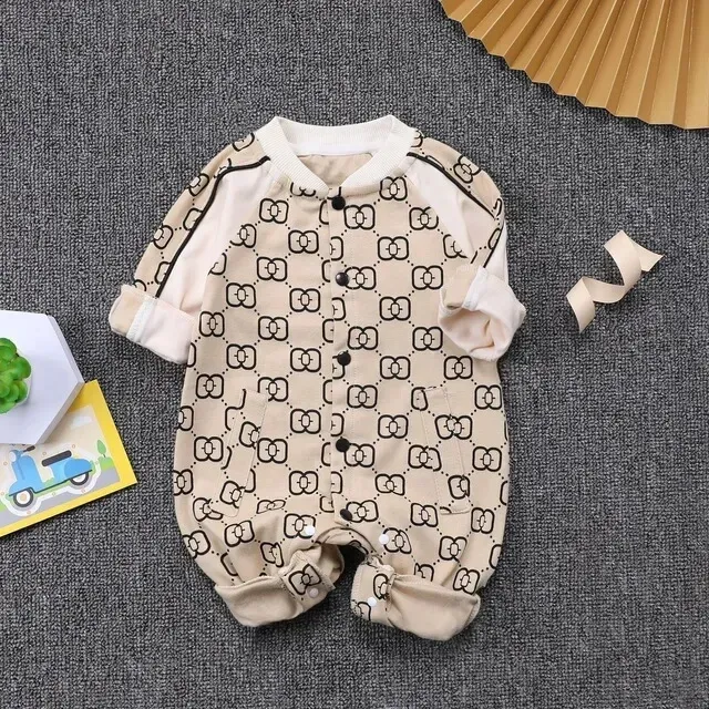 Nouveau Mode nouveau infantile barboteuse vêtements ensemble Beige barboteuse pour bébé combinaison nouveau-né vêtements