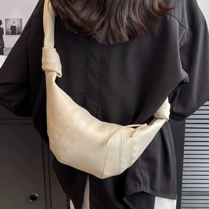 Sacs à bandoulière de qualité supérieure pour femmes sac à main Lem-aire corne de vache chignon en peau de mouton petit paquet en cuir véritable sous les bras boulette oblique croix poitrine sac de taille