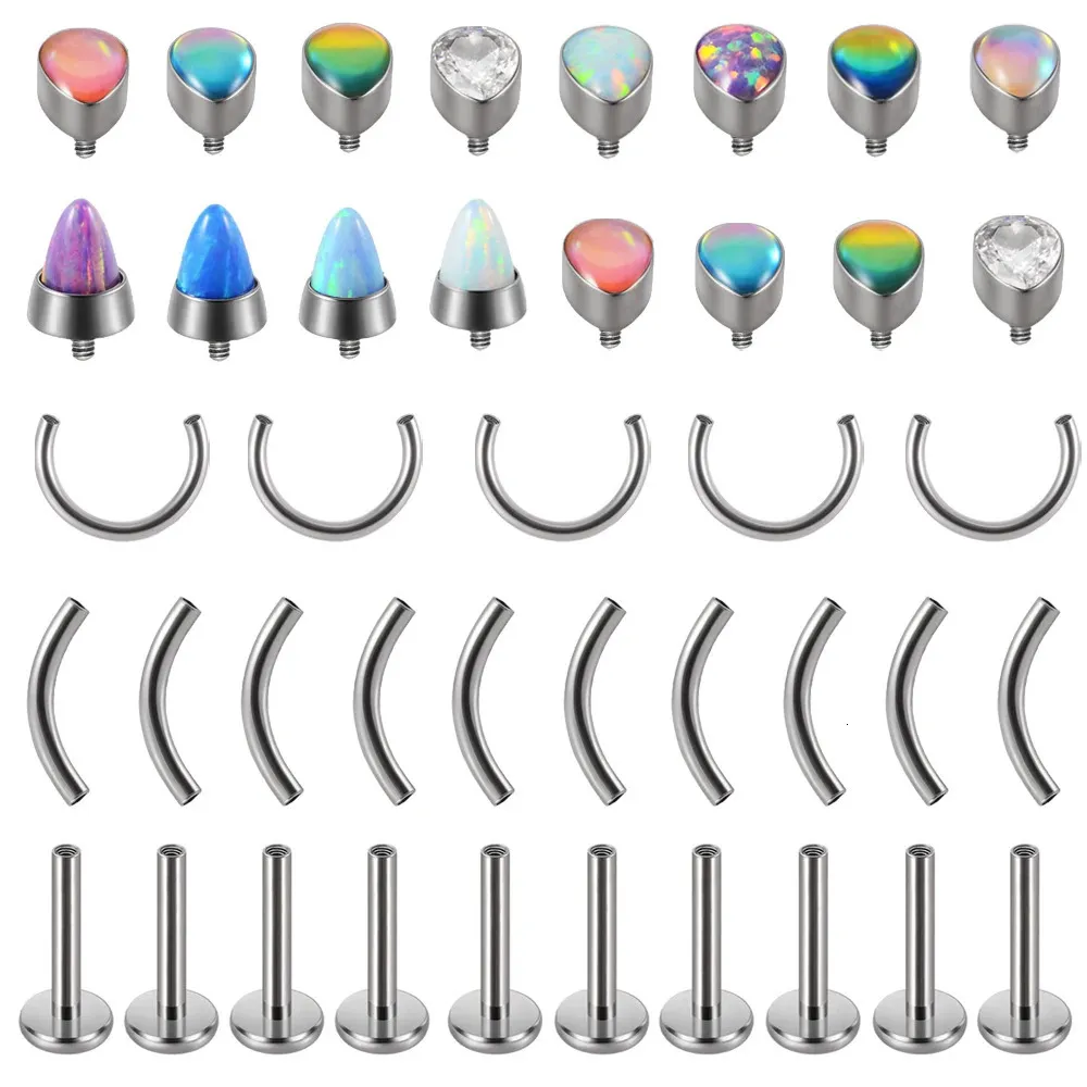 Ohrstecker, 24 Stück, 16 g, G23, Drop Top für Lippen-, Hufeisen-, Augenbrauen-Stabkomponenten, Innengewinde, Kugel-Opale, Monroe-Tragus-Piercing 231020