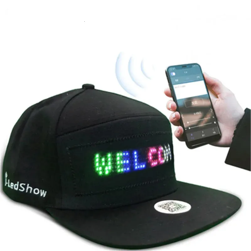 Feesthoeden Unisex Bluetooth LED Mobiele telefoon APP-gestuurde honkbalhoed Scroll Berichtweergavebord Hiphop Straatpet LED-hoed 231020