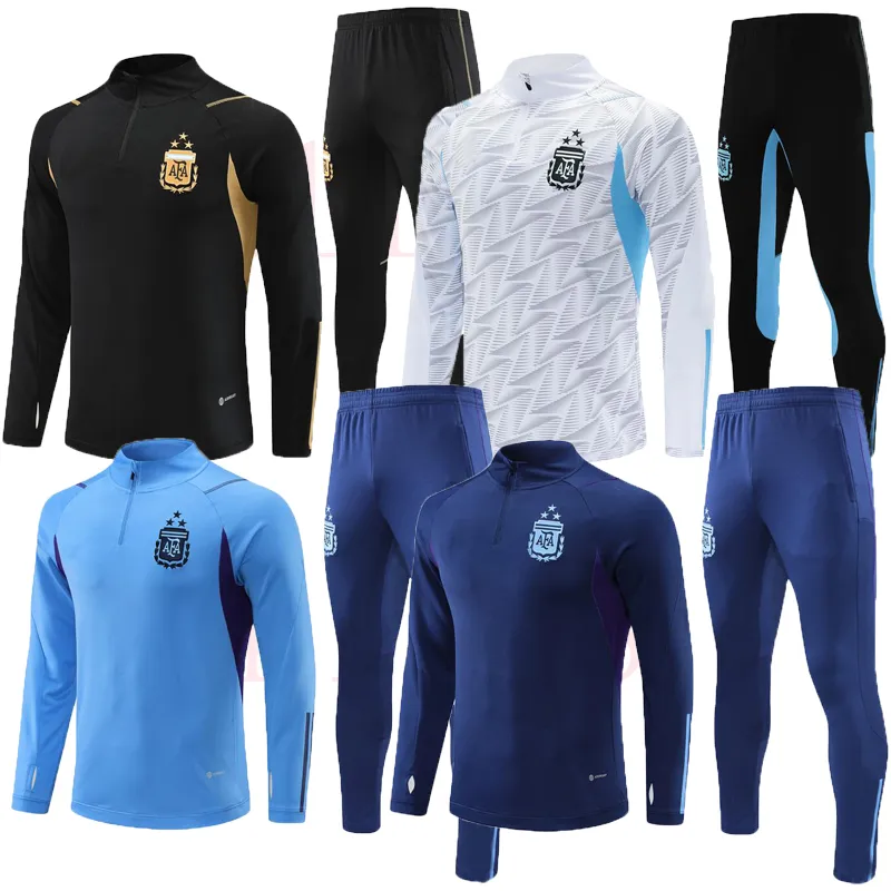 3 -sterren Argentinië trainingsvoetbaltraining jersey 2023 National Team Soccer Tracksuit Pak Jogging Men and Kids