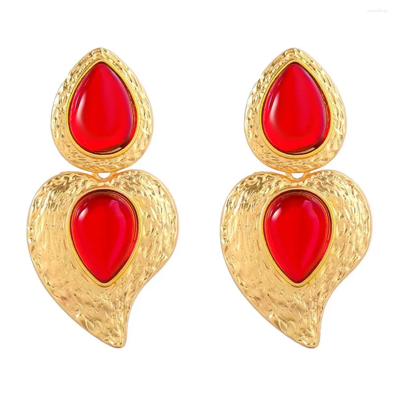 Boucles d'oreilles rétro multicouches en forme de goutte pour femme, bijoux géométriques en alliage 2023, Vintage, cœur rouge, vente en gros