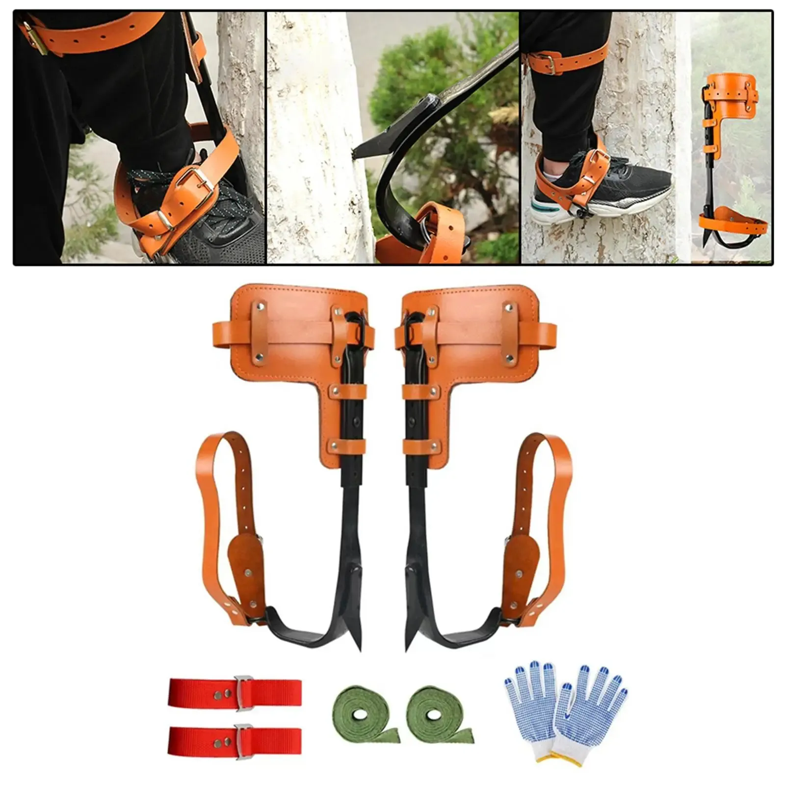 Tree Climbing Spike with Gloves Outdoor Straps Tree Spikes for Climbing Tree