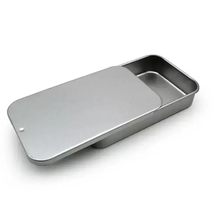 Fast White Sliding Tin Box Mint Packing Box Food Container Boxes Small Metal Case Size 80x50x15mm