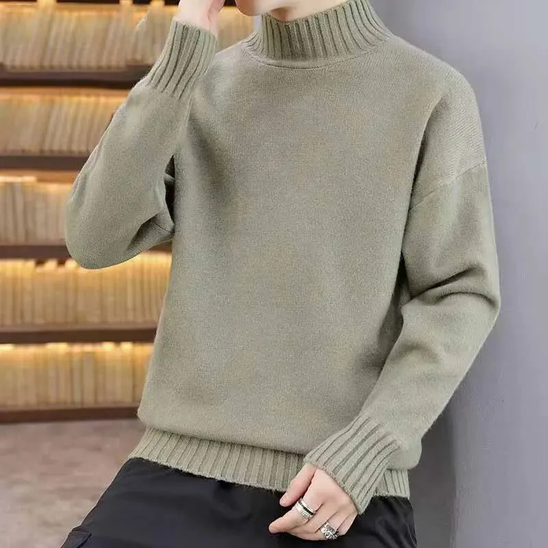 Herrenpullover Herbst Winter Herrenpullover Stehkragen Warm Verdickt Khaki Pullover Unterhemd Strickpullover Für Männer Plus Größe 3XL 231021