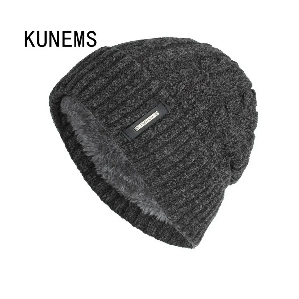 Chapeaux à large bord seau KUNEMS hiver pour hommes mode bonnets tricotés Bonnets velours garder au chaud casquettes décontracté papa chapeau doux casquette écharpe Skullies Gorras 231020