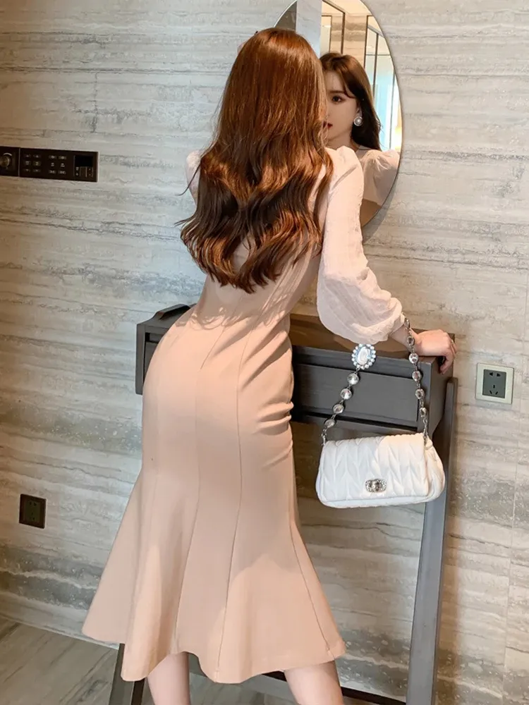 Korean Womens Dress: Chic Midi Dress, V Neck Long... From Julia_dress,  $49.94 In Bulk | DHgate.Com