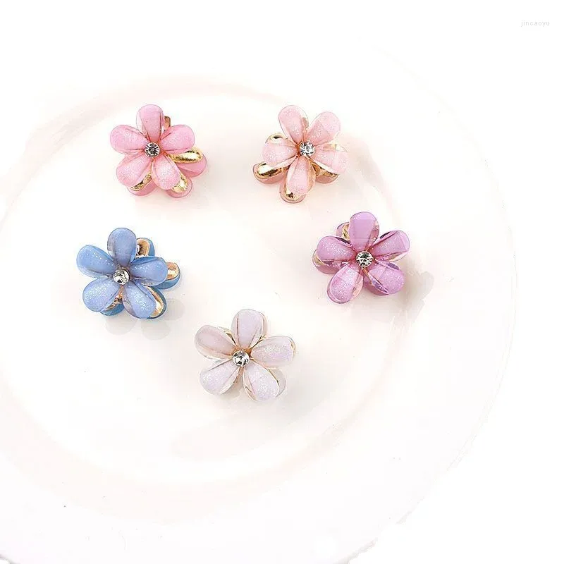 Hair Accessories 4pcs Baby Girls Crystal Flower Clips Fashion Metal Mini Claw For Women Crab Hairpins Headwear Kids