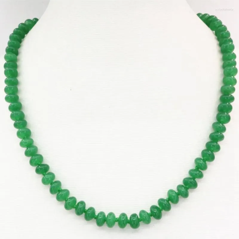 Łańcuchy Kamień naturalny 5 8 mm Abacus Green Malaysia Jades Chalcedony Kulki Choker łańcuch Naszyjnik