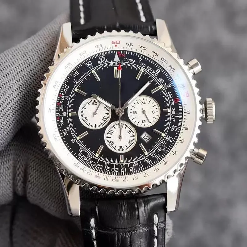 Manner Aus Rostfreiem Stahl Chronograph Quartz Uhr Mit Sapphire Glass Silber Zifferblatt Goldband Autodatum Von 96 93 DHgate