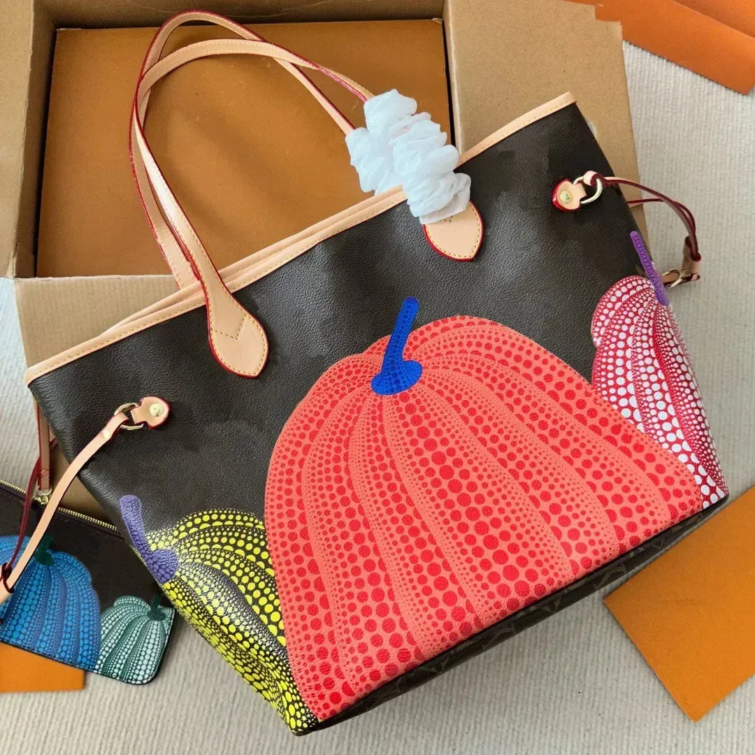 Bolsa multifuncional bolsa de ombro feminina de luxo bolsa de compras com estampa de abóbora bolsa clássica de grande capacidade bolsa feminina 31 * 28 * 14cm