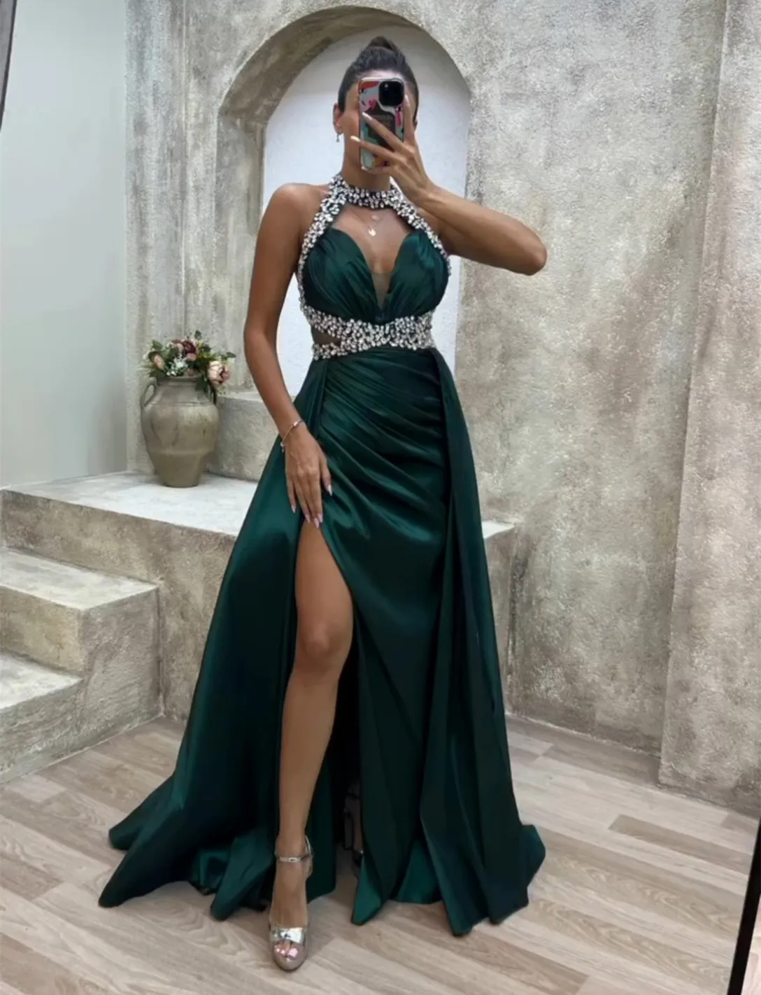 Green Beaded Satin V Neck Double Slit Prom Dress With... From Dyy_dress88, $93.11 | DHgate.Com Green Beaded Satin V Neck Double Slit Prom Dress With... From Dyy_dress88, $93.11 | DHgate.Com