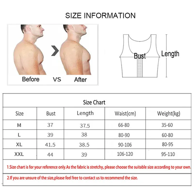 Mens Mens Waist Shapewear With Gynecomastia Control, Chest