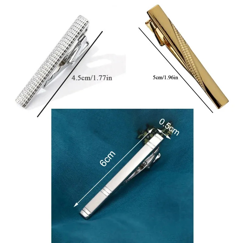Men's Stainless Steel Plain Chrome Tie Clip Bar Set 1/3/4pcs Standard Length Tie Clasp Pins