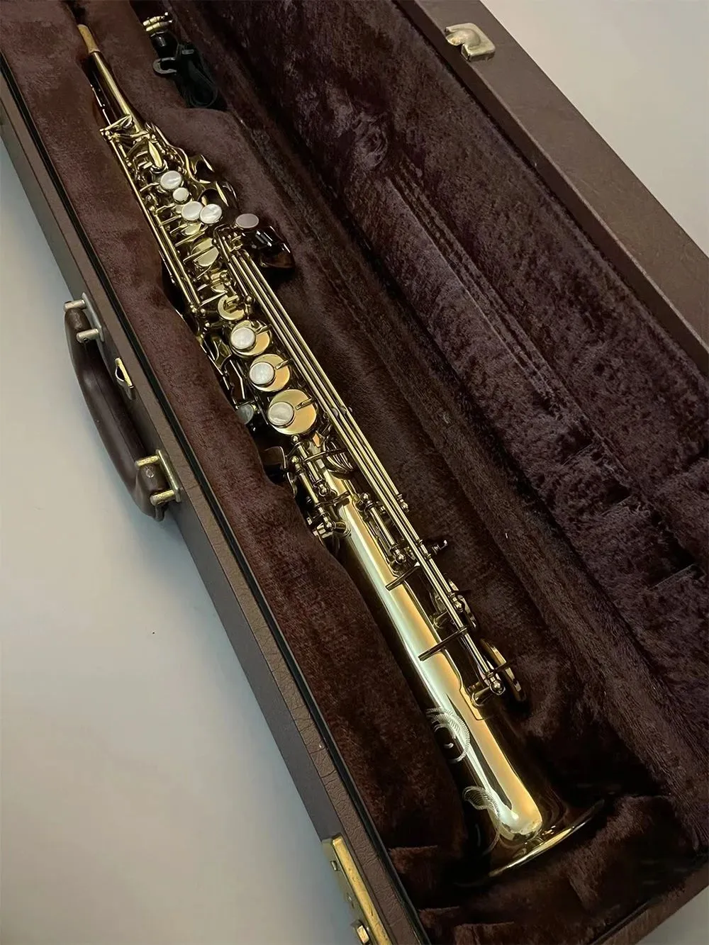 Saxophone soprano professionnel Bb, structure originale en argent 802, modèle tout en argent, instrument de jazz au toucher confortable 00