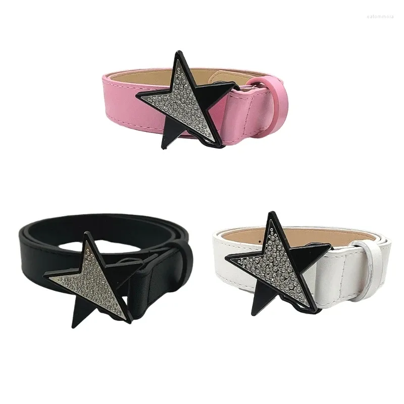 Belts Adult Glitter Star Buckle Waist Belt Adjustable Pin Harajuku Style For Nightclub