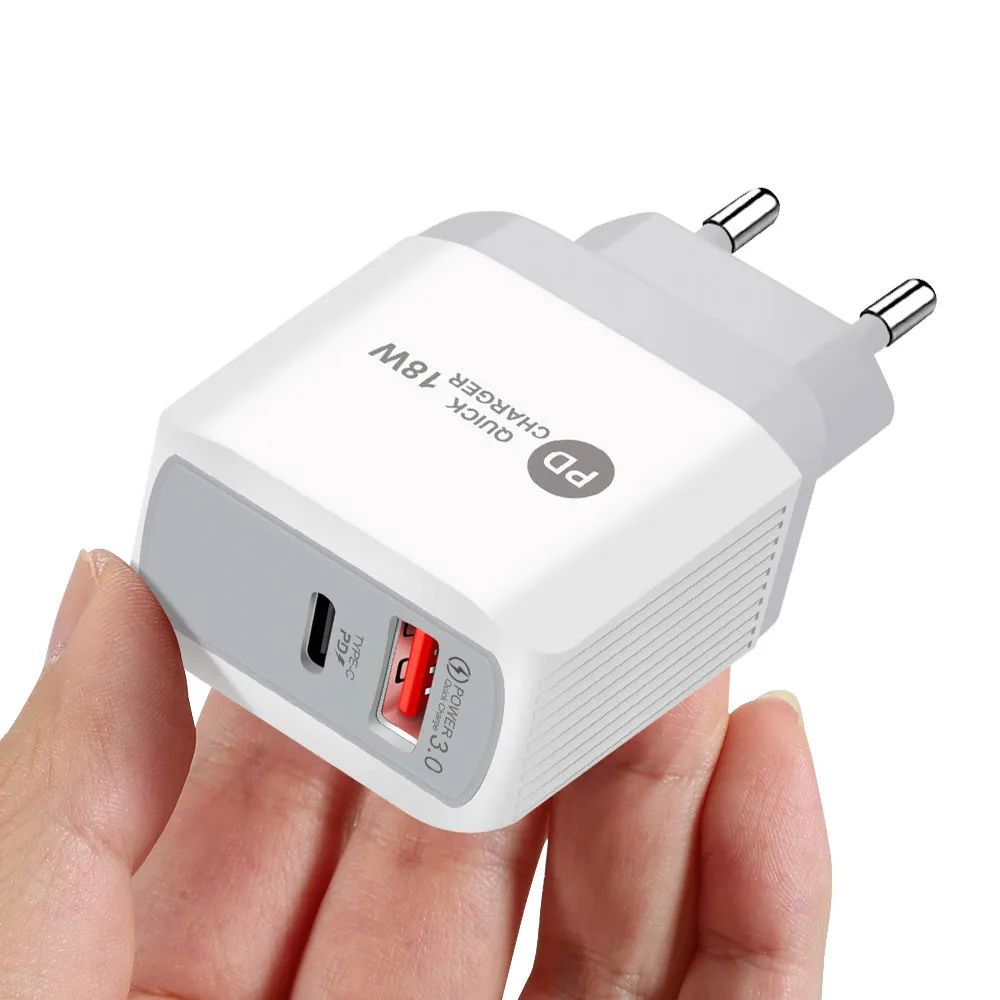 Chargeur USB type-c 18W QC 3.0, charge rapide, adaptateur mural pour téléphone portable, iPhone 15, Xiaomi 13, Samsung