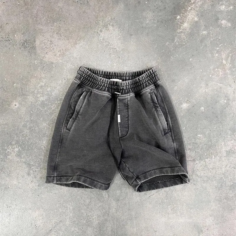 Herren-Shorts für den Sommer, mehrzeilig, gewaschen und getragen, reines Frottee, High-Street-Kordelzug