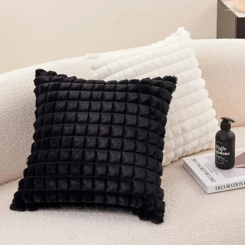 Подушка с меховым покрытием, супер мягкая, 30x50 см, 45x45 см, декоративная для дивана, гостиной, домашнего декора, наволочка, белый, серый цвет