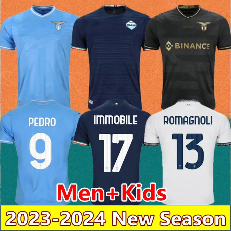 23 24 Футбольные майки Лацио PEDRO 10th Anniversary IMMOBILE LUIS ALBERTO maillots de futol ROMAGNOLI KAMADA GUENDOUZI VECINO футбольная рубашка МУЖСКАЯ Детская форма